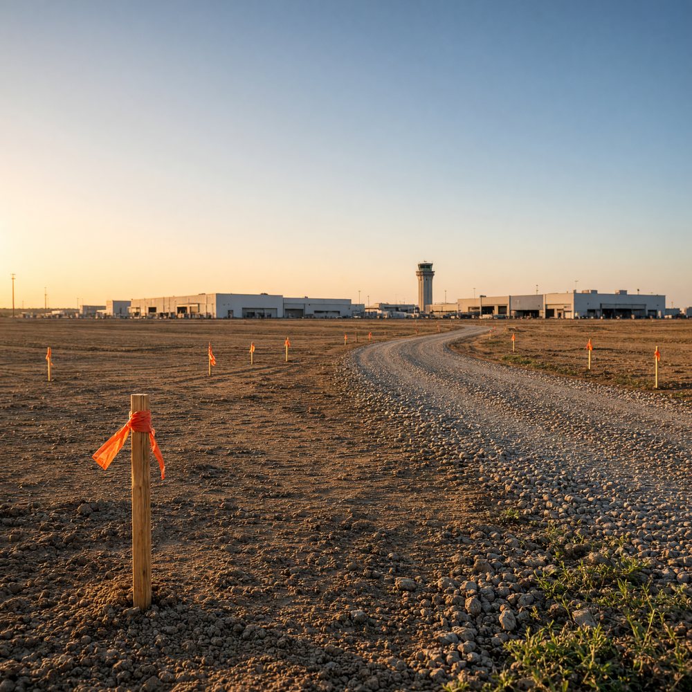 Industrial land near an airport